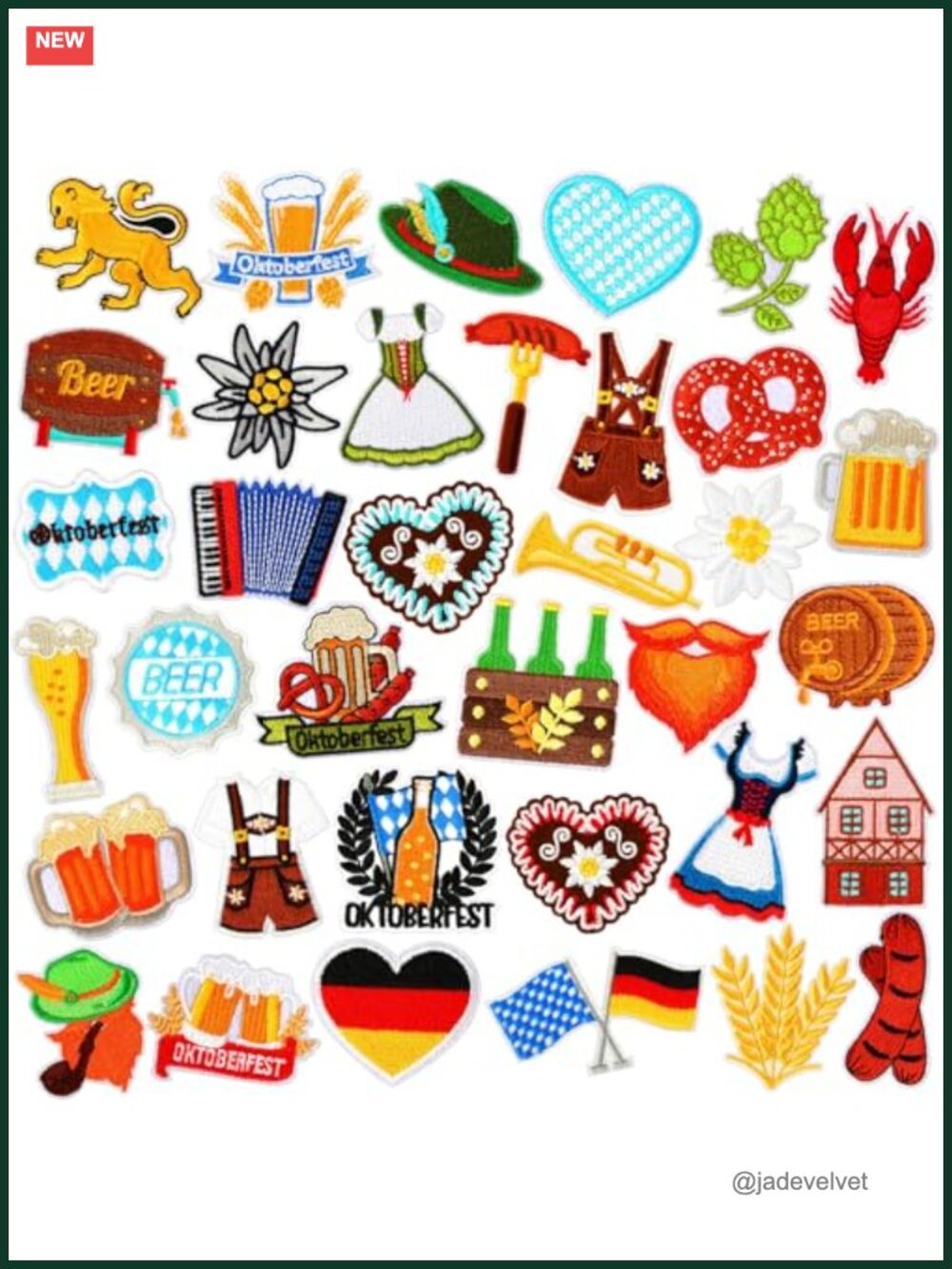 36 Pcs Oktoberfest Iron On Patches Bavarian Embroidered Sew Applique